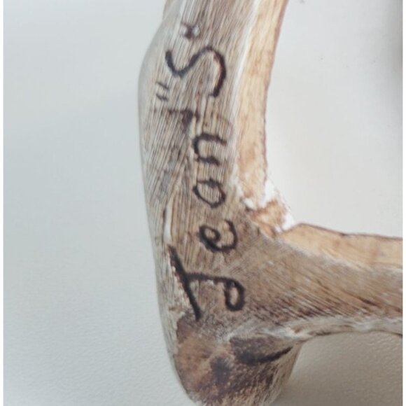 Ceramic Shepherd Holding Lamb Statue 4.5" Tall Beige Brown Signed  Jean S - Picture 7 of 7